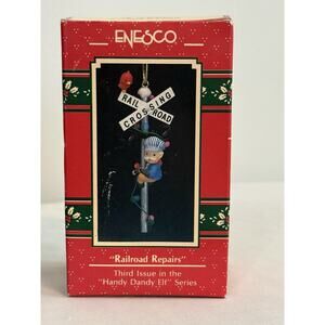 Enesco Christmas Ornament: Railroad Repairs Handy Dandy Elf 1990